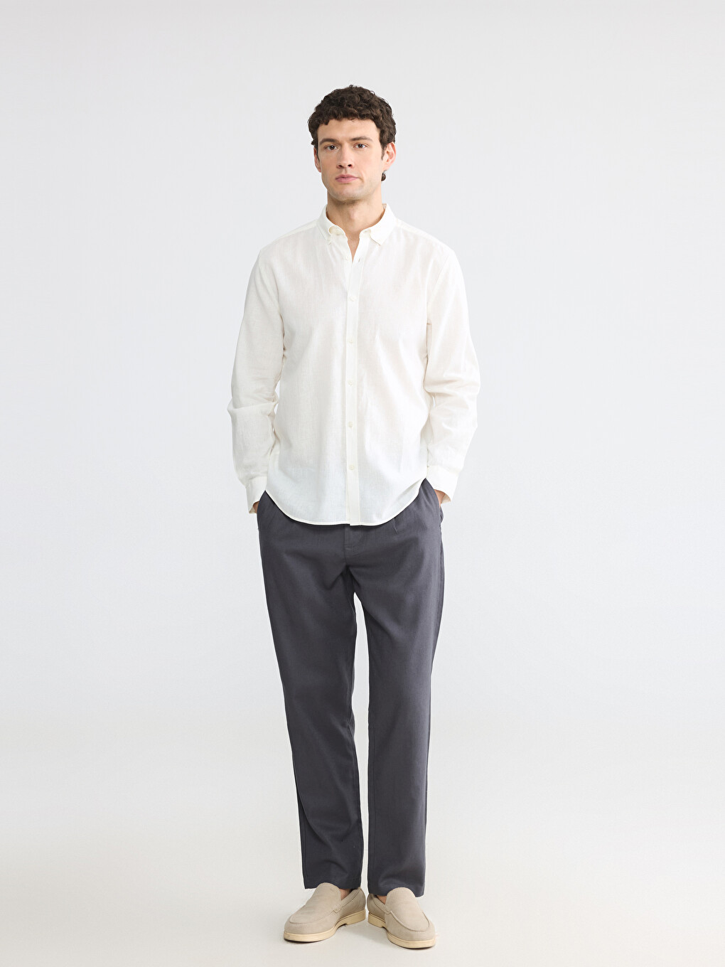 Slim Fit Linen Blend Men's Shirt-1