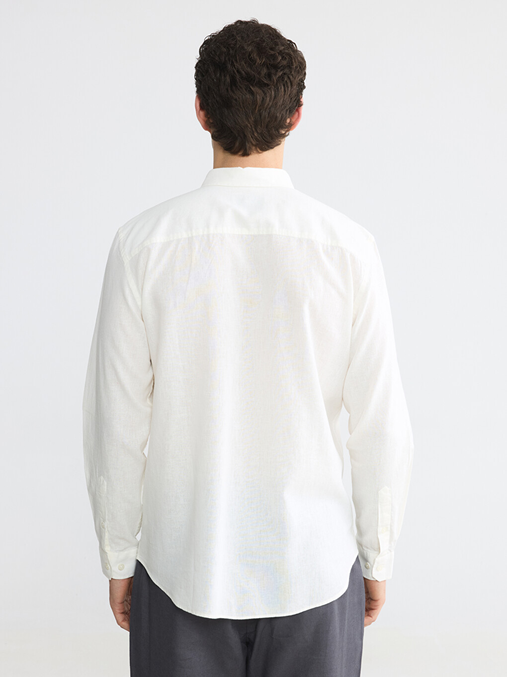 Slim Fit Linen Blend Men's Shirt-3