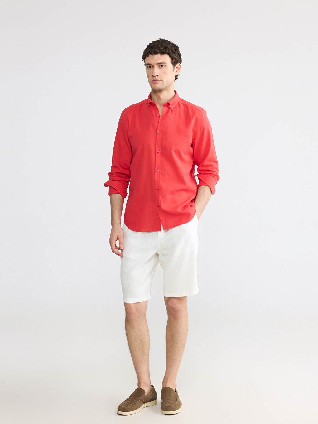 Slim Fit Linen Blend Men's Shirt-1
