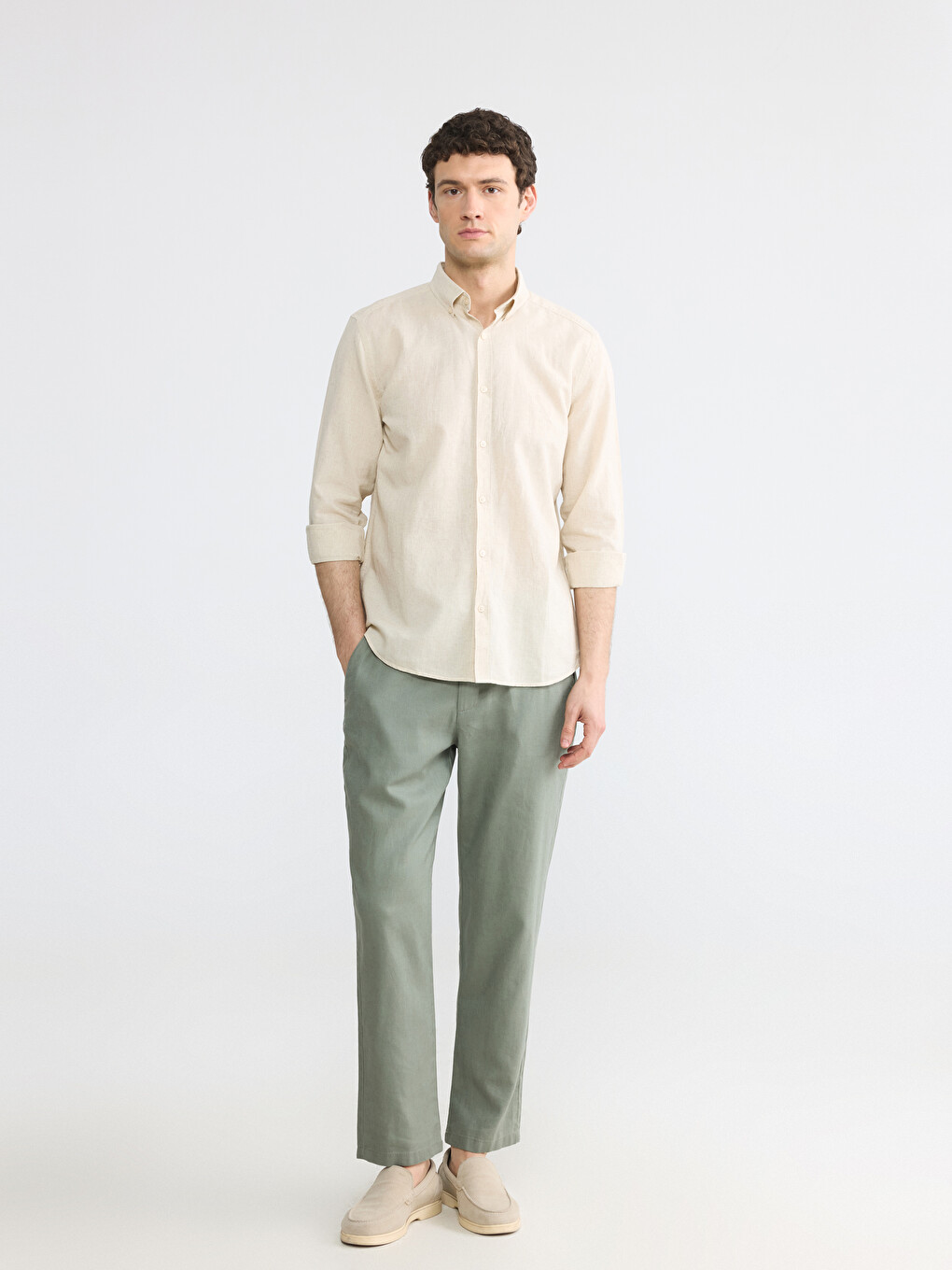 Slim Fit Linen Blend Men's Shirt-1