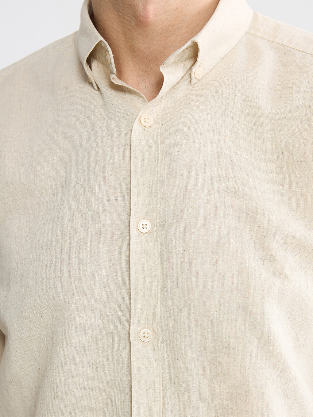 Slim Fit Linen Blend Men's Shirt-2