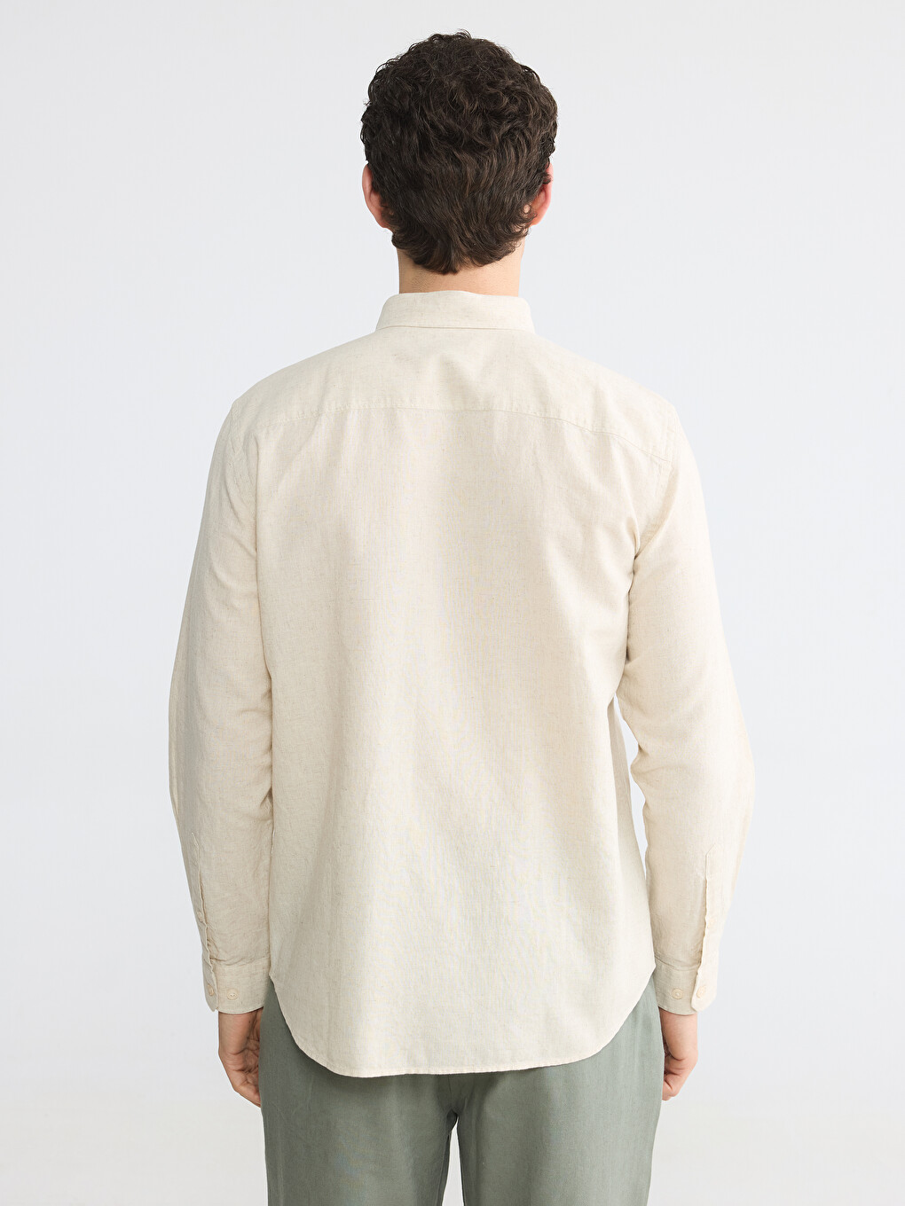Slim Fit Linen Blend Men's Shirt-3