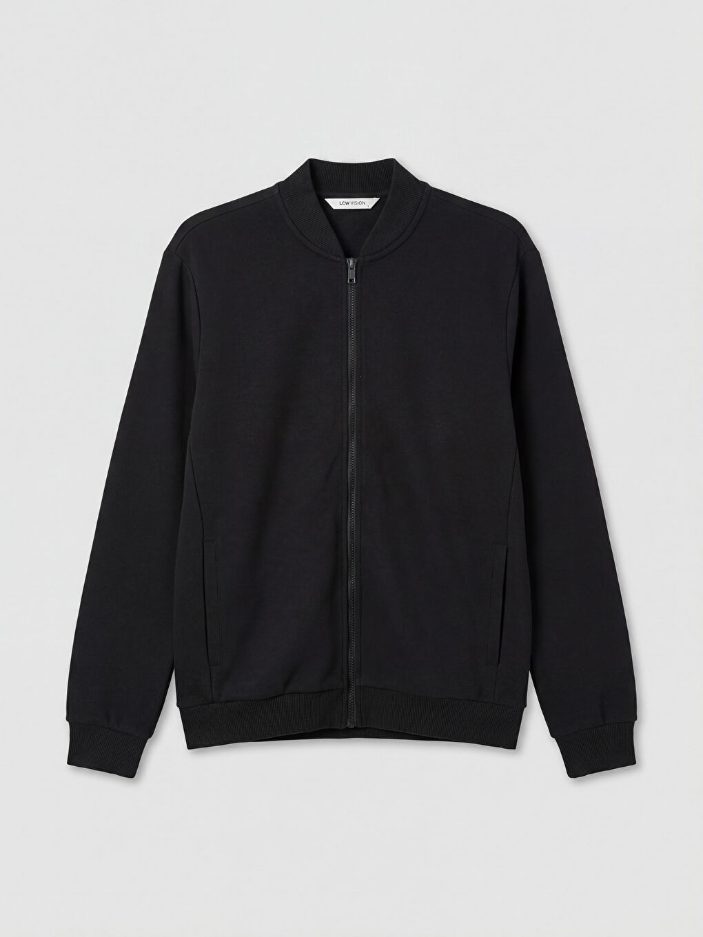 Antrasit Dik Yaka Erkek Fermuarlı Sweatshirt