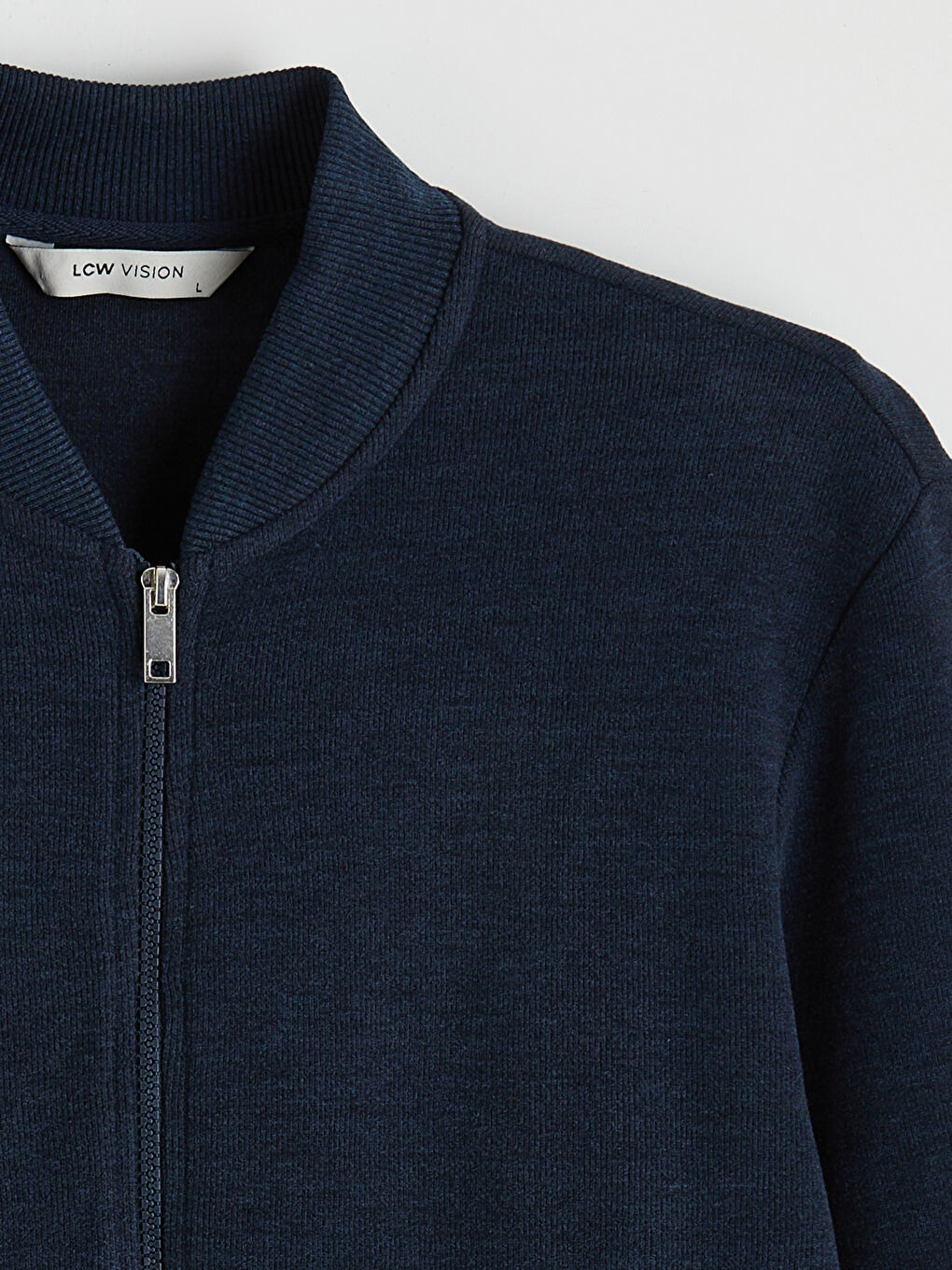 Lacivert Dik Yaka Erkek Fermuarlı Sweatshirt-1