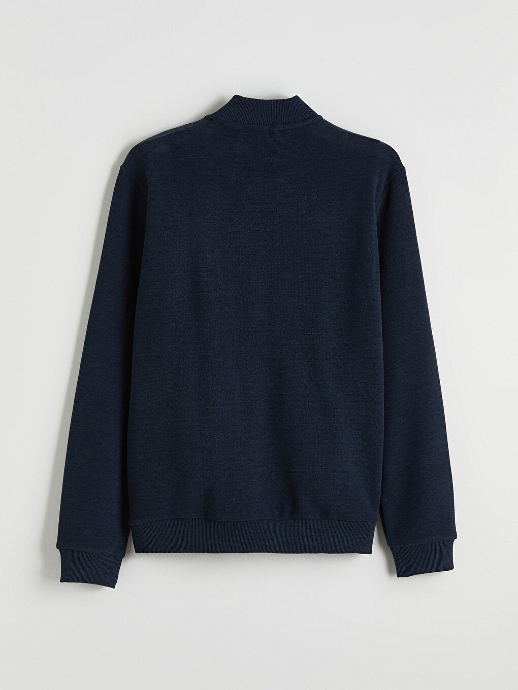 Lacivert Dik Yaka Erkek Fermuarlı Sweatshirt-2