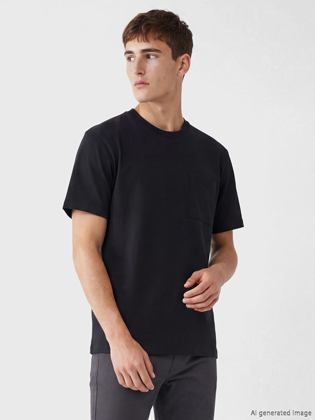 Lacivert %100 Pamuk Regular Fit Basic Cepli Tişört