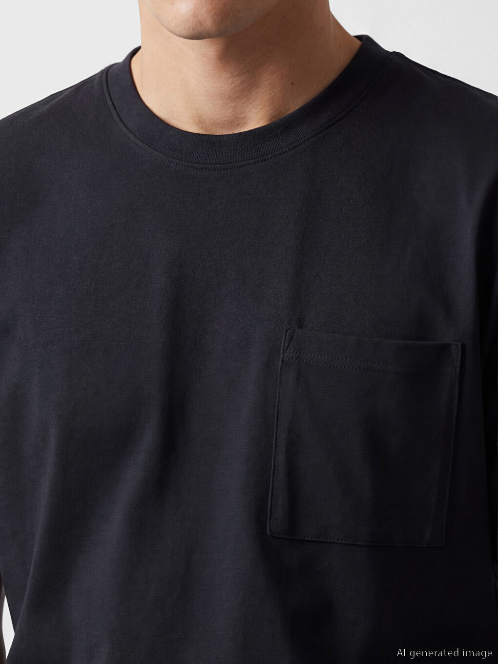 Lacivert %100 Pamuk Regular Fit Basic Cepli Tişört-2