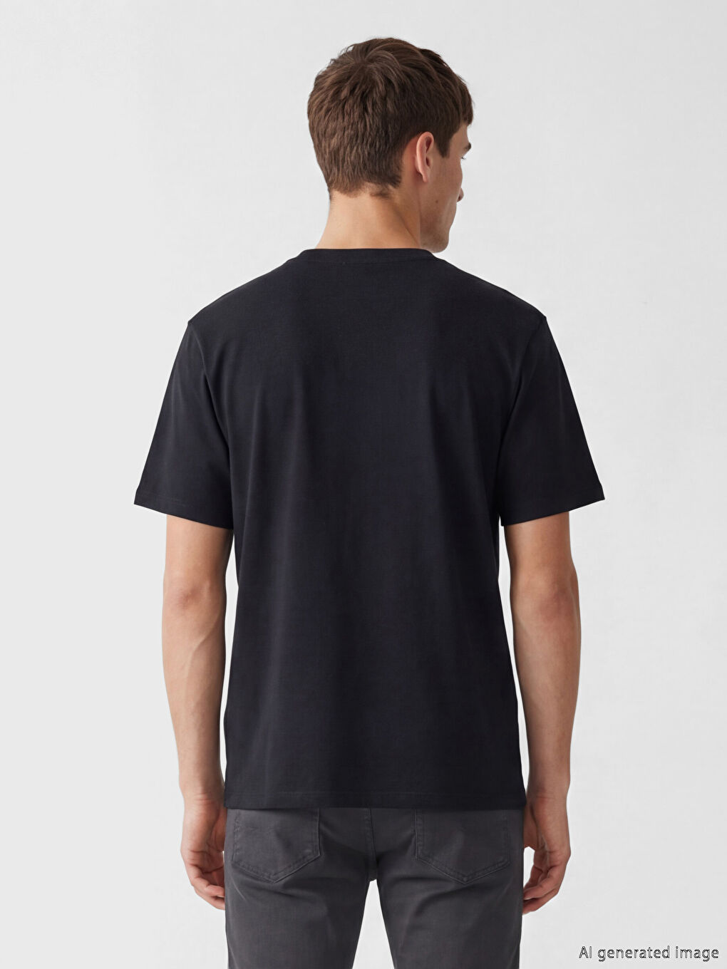 Lacivert %100 Pamuk Regular Fit Basic Cepli Tişört-3