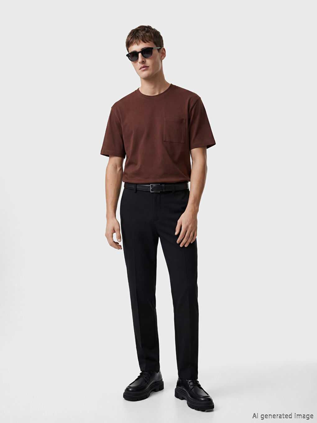 %100 Cotton Regular Fit Basic Pocketed T-Shirt-1