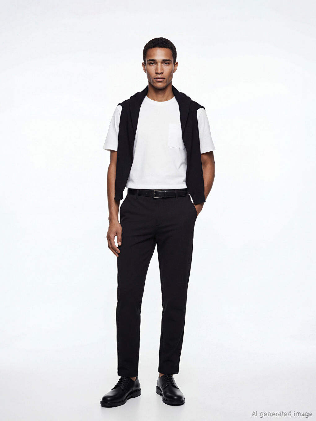 Ekru Bisiklet Yaka Erkek Penye Tişört-1