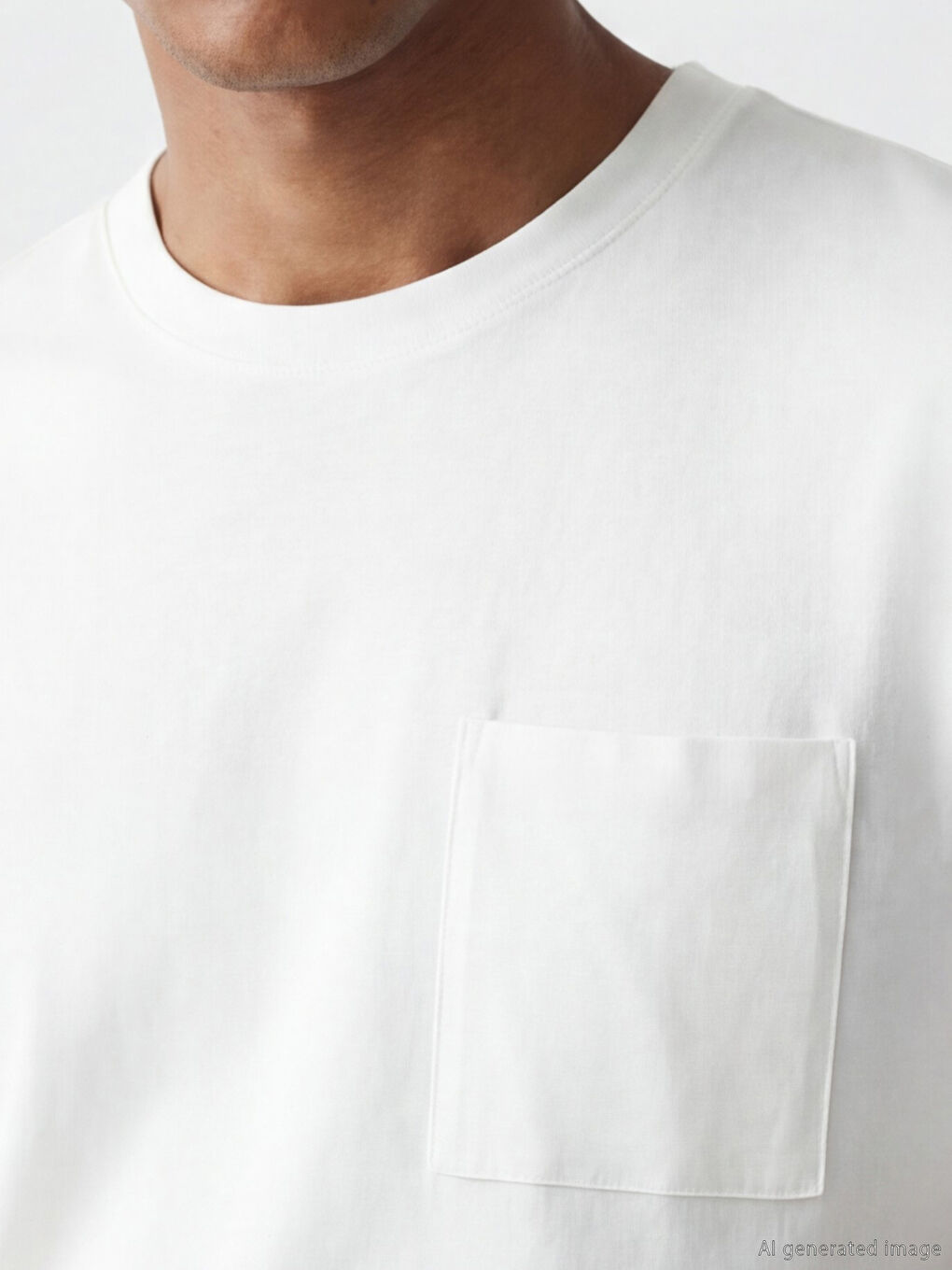 Ekru Bisiklet Yaka Erkek Penye Tişört-2