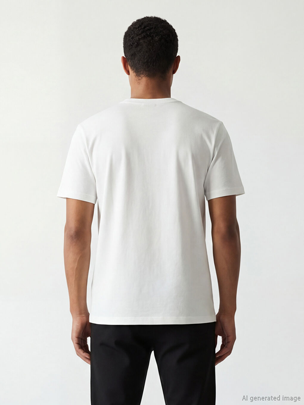 Ekru Bisiklet Yaka Erkek Penye Tişört-3