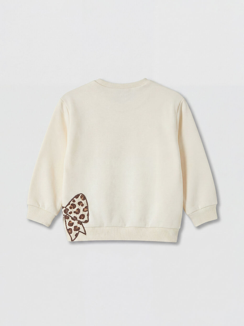 Ekru Bisiklet Yaka Nakışlı Kız Bebek Sweatshirt-1