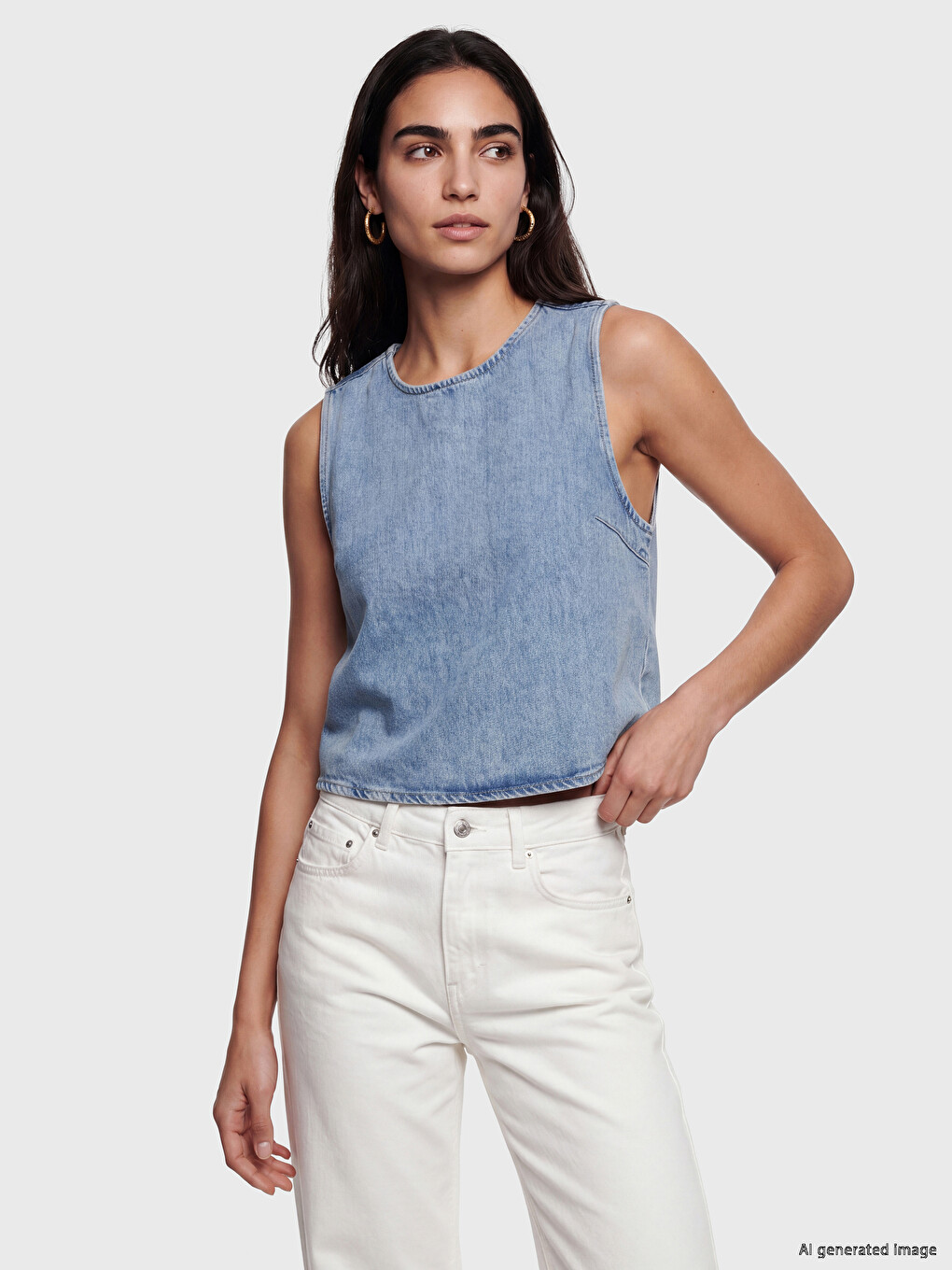 Teksas bluza sa okruglim izrezom
