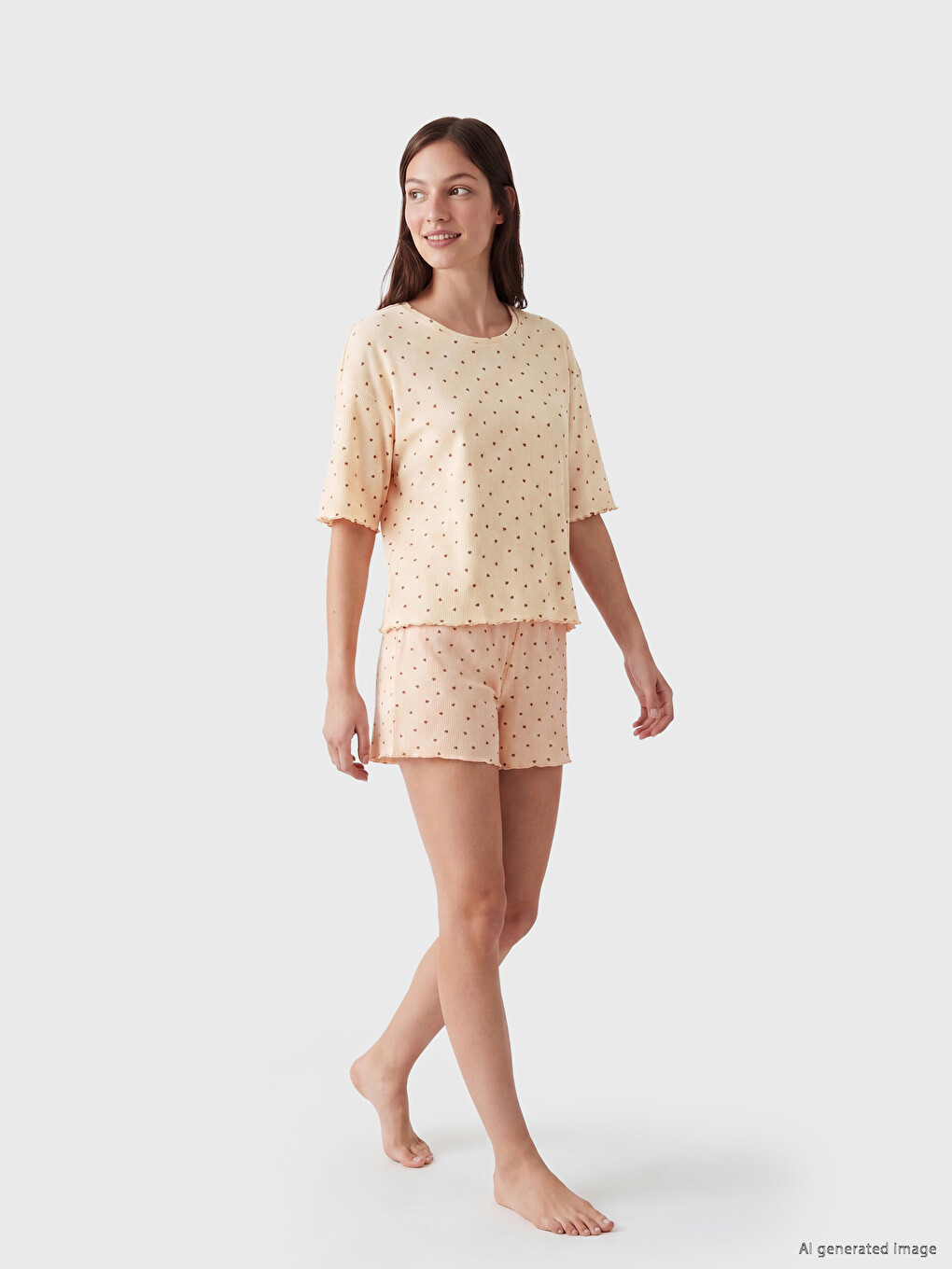 Heart Patterned Women's Pyjamas Top-1