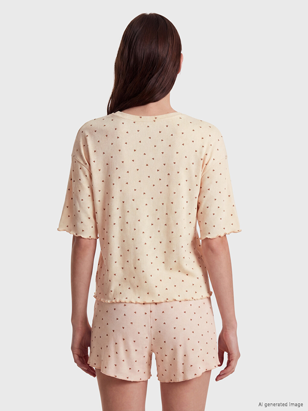 Heart Patterned Women's Pyjamas Top-3