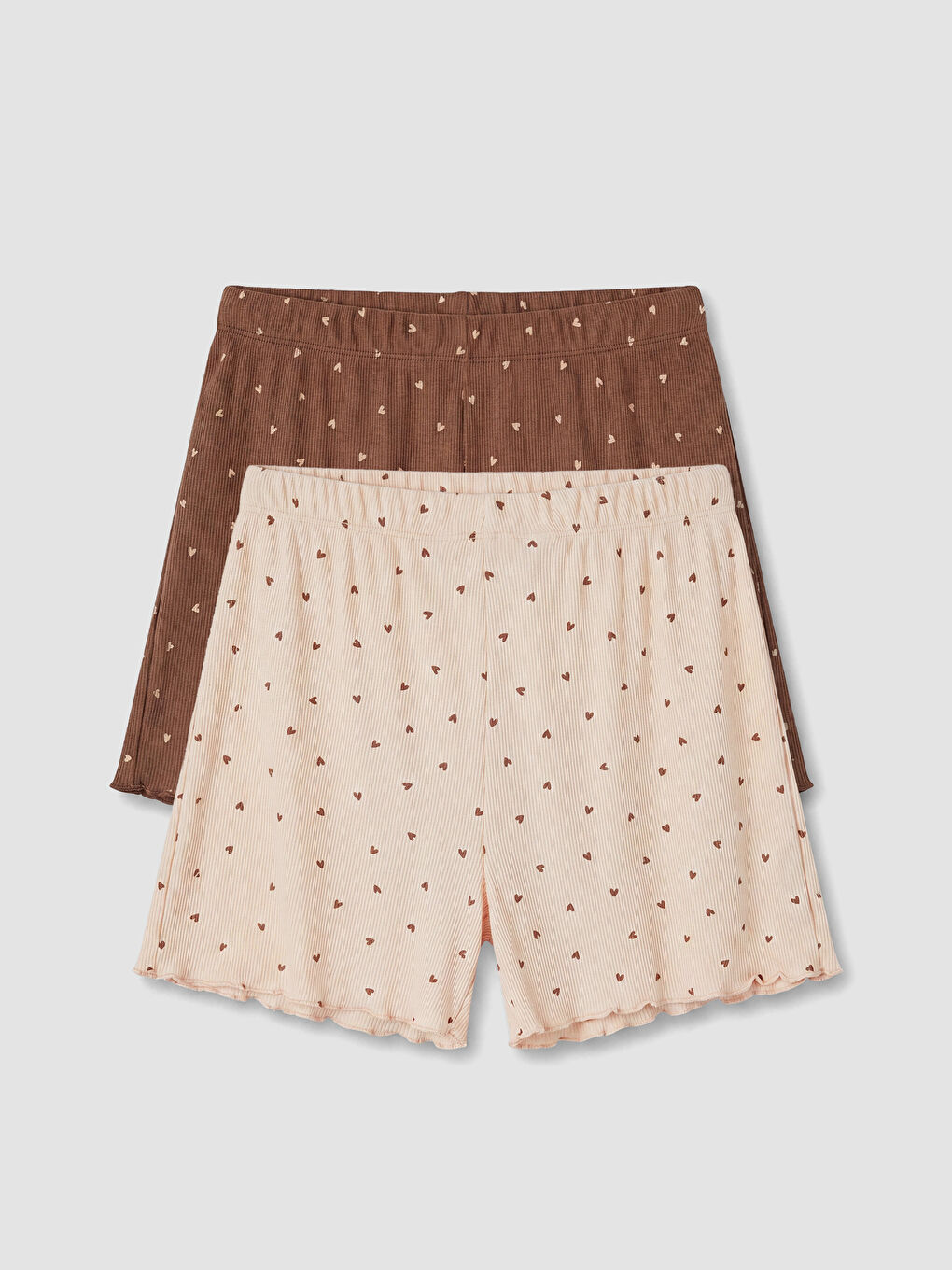 Ekru Kalp Desenli Kadın Pijama Altı 2'li