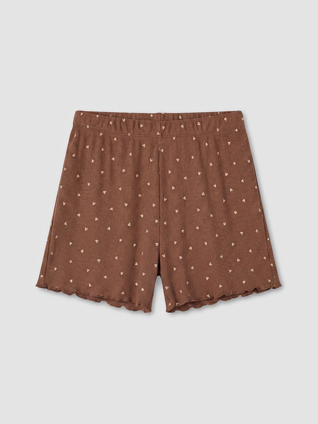 Ekru Kalp Desenli Kadın Pijama Altı 2'li-1