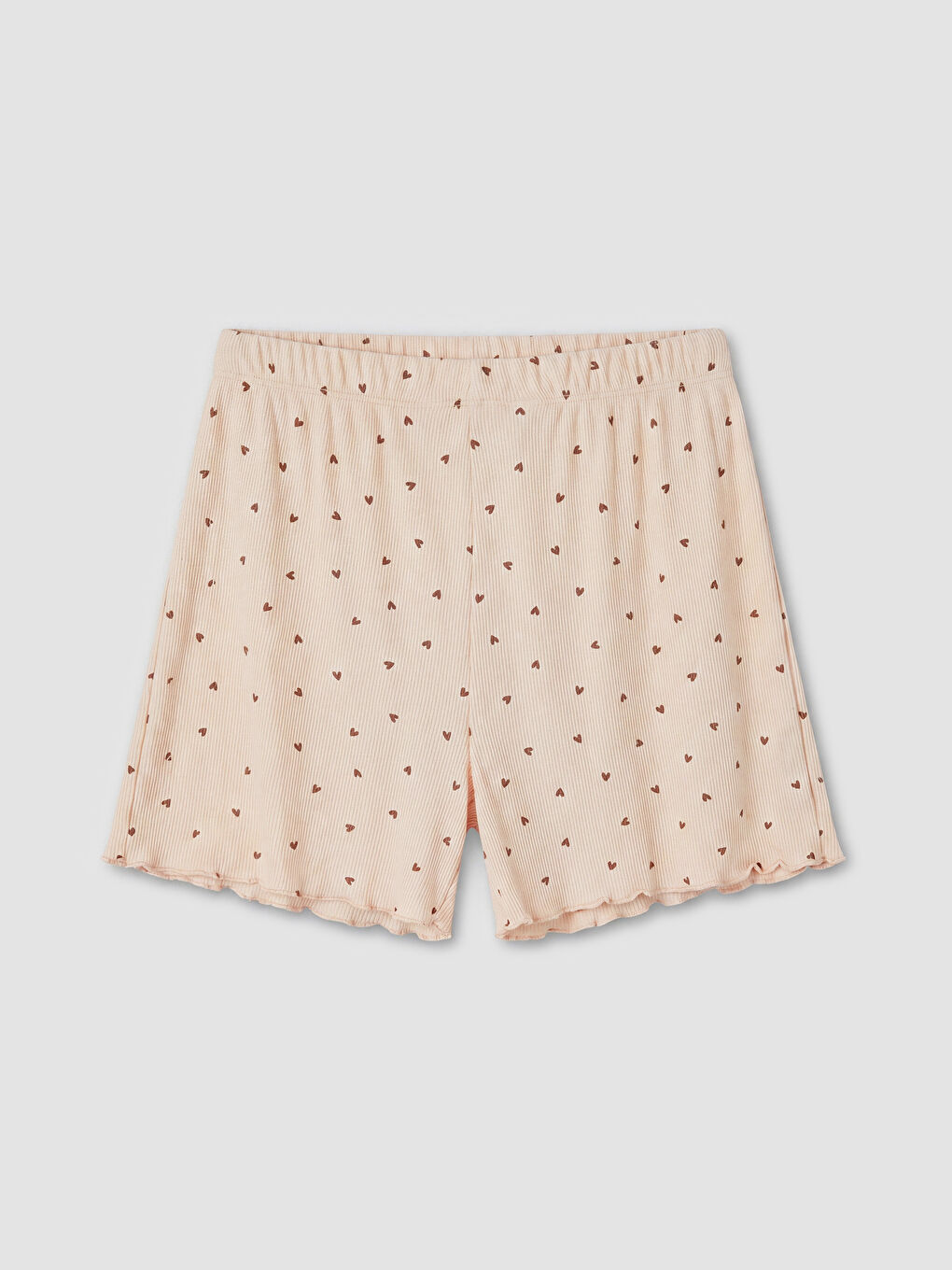 Ekru Kalp Desenli Kadın Pijama Altı 2'li-2