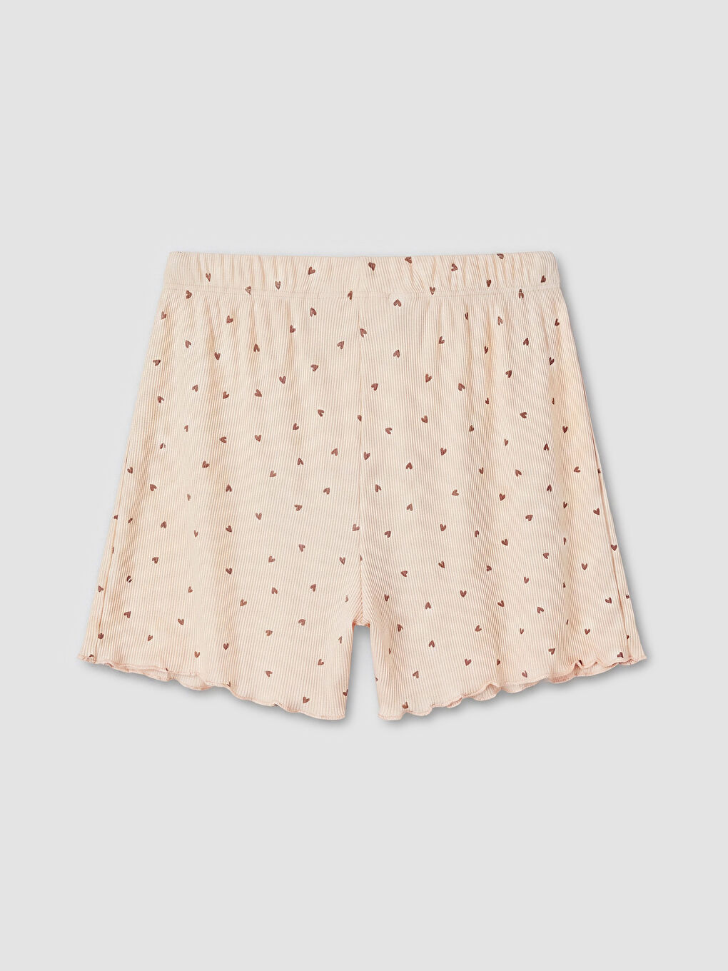 Ekru Kalp Desenli Kadın Pijama Altı 2'li-5