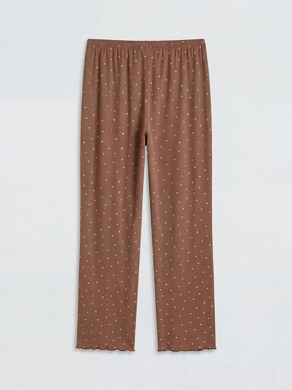 Kahverengi Kalp Desenli Kadın Pijama Altı-1