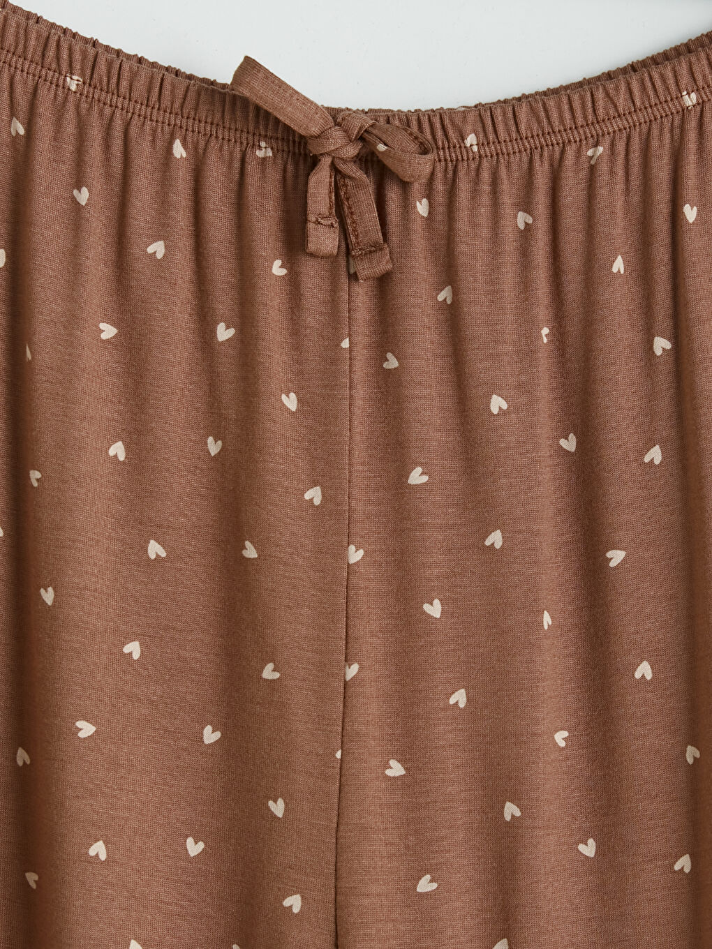 Kahverengi Kalp Desenli Kadın Pijama Altı-2