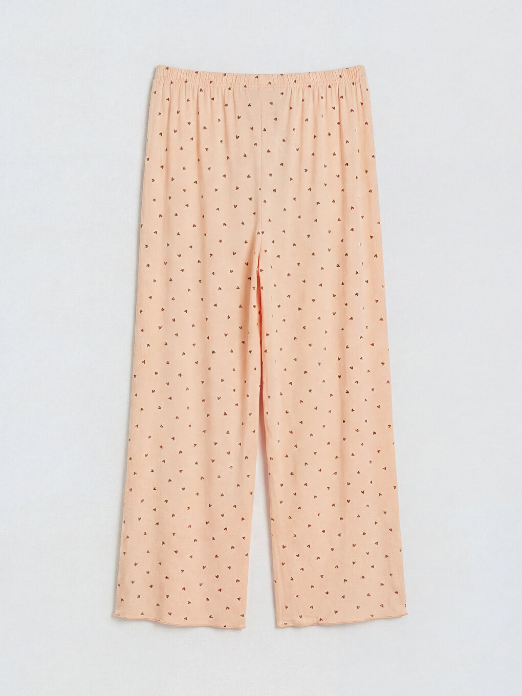 Ekru Beli Lastikli Desenli Kadın Kapri Pijama Altı-1