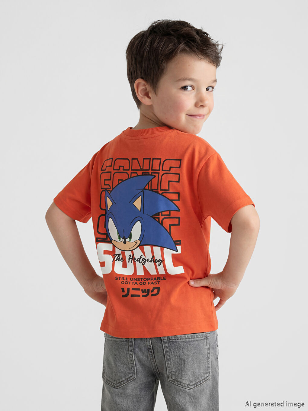 LCW Kids Bisiklet Yaka Sonic Baskılı Erkek Çocuk Tişört - S6D526Z1