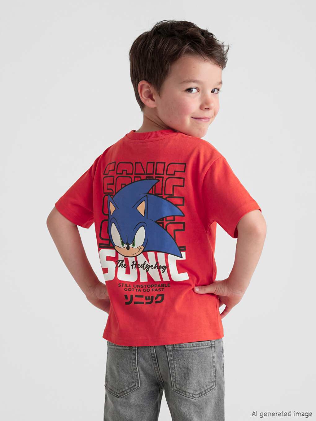 Crew Neck Sonic Printed Boys' T-shirt-1