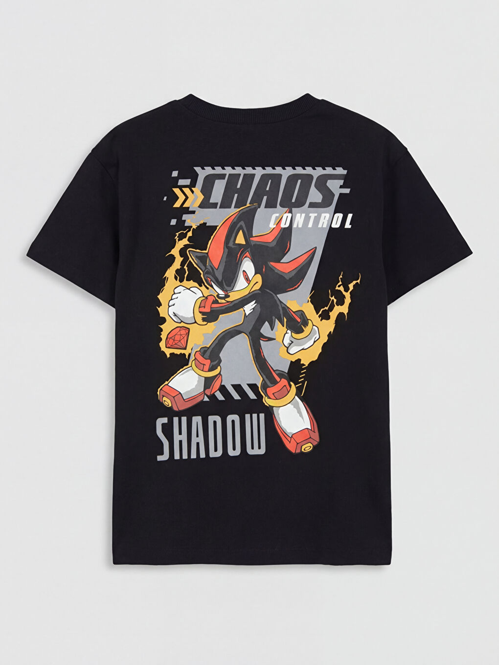 Siyah Bisiklet Yaka Sonic Baskılı Erkek Çocuk Tişört-1