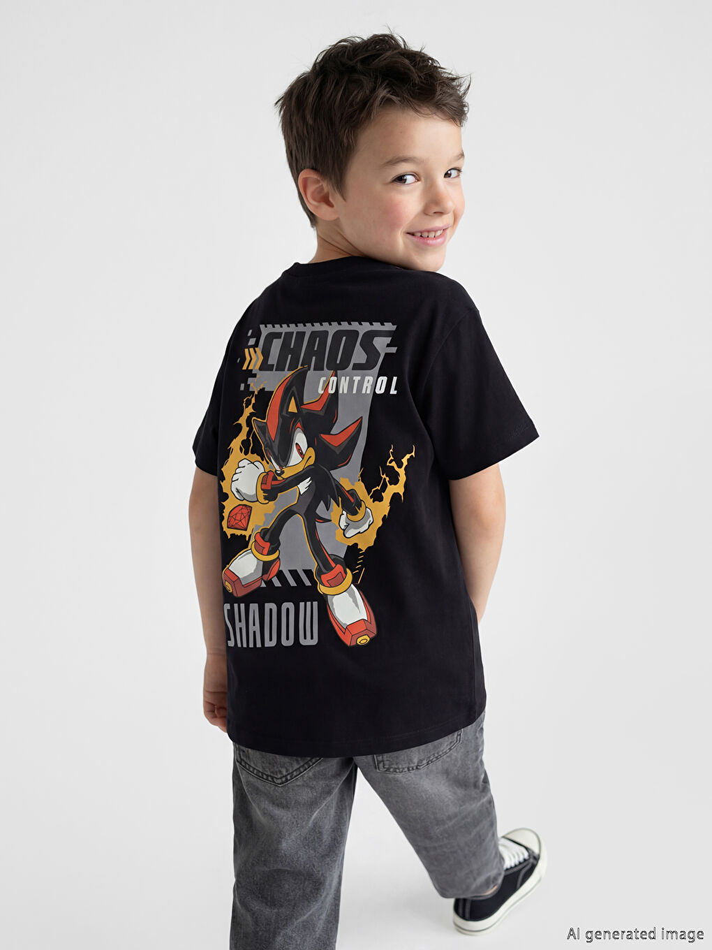Crew Neck Sonic Printed Boys' T-Shirt-1