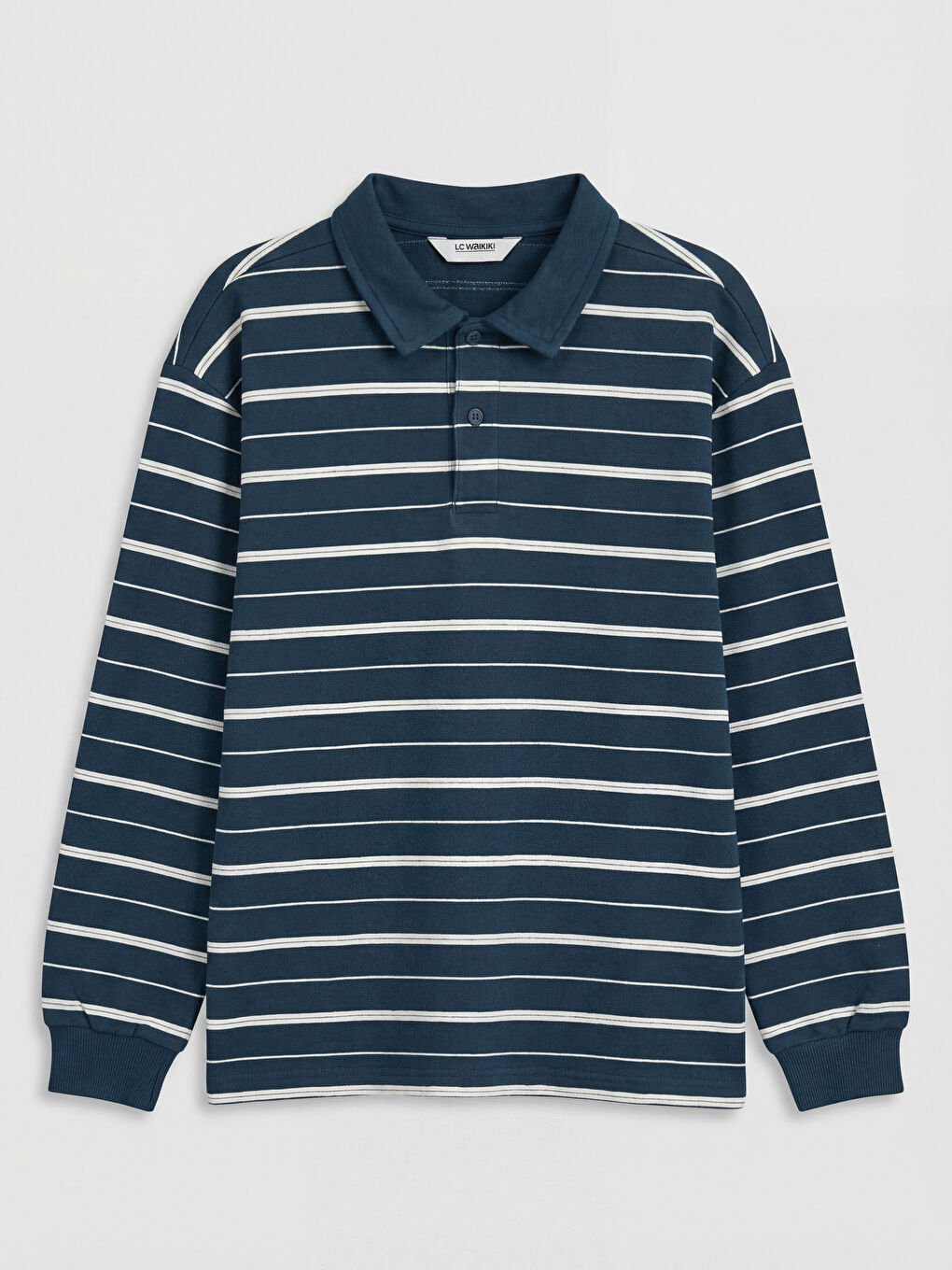 Petrol Polo Yaka Çizgili Erkek Çocuk Tişört