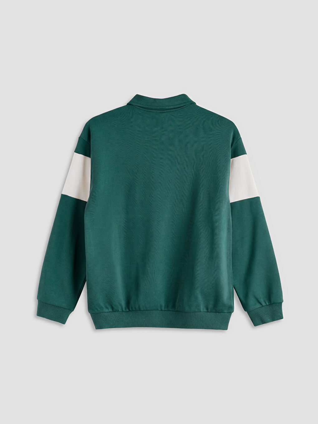 Yeşil Polo Yaka Manhattan Baskılı Erkek Çocuk Sweatshirt-1
