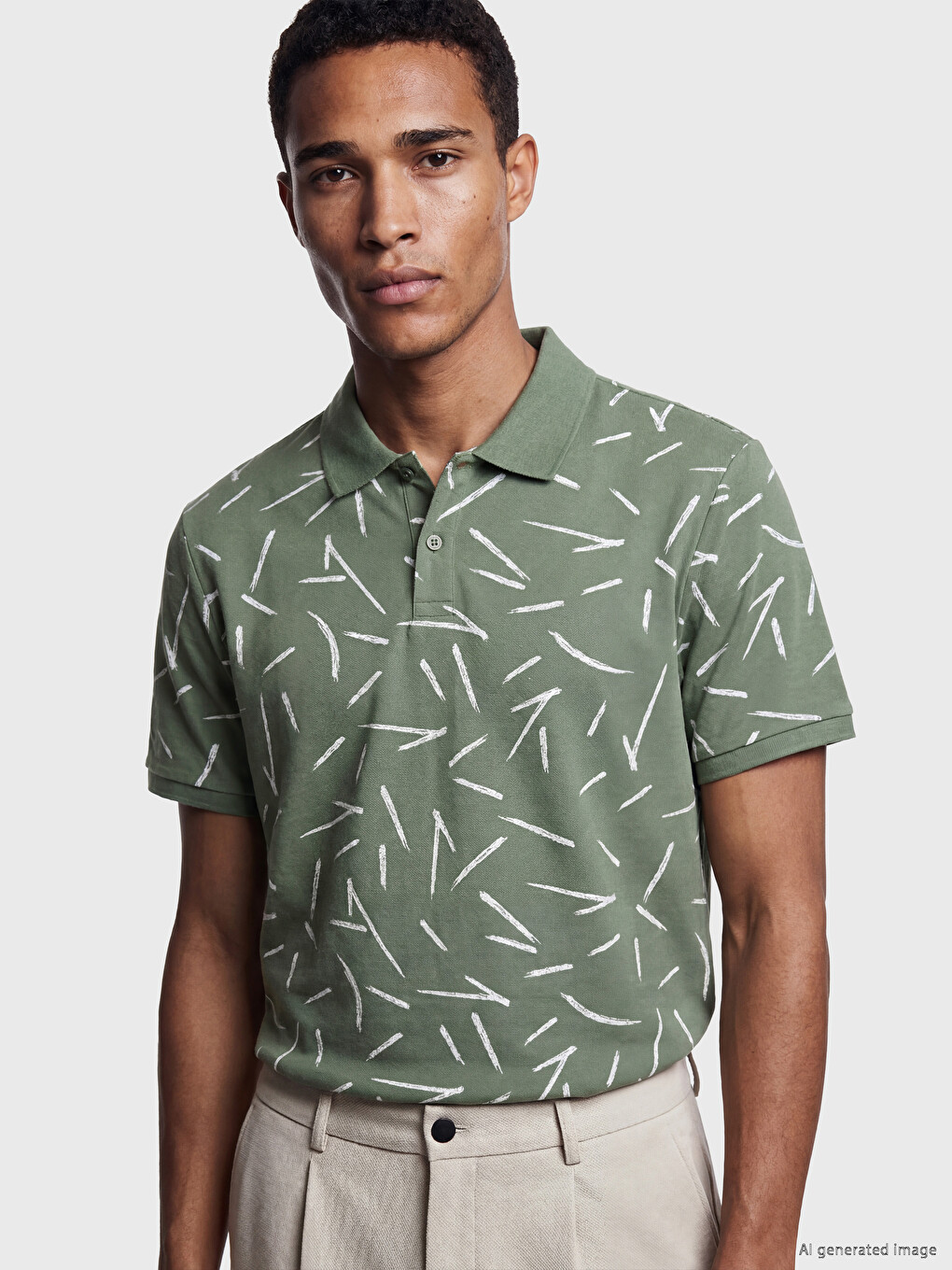 Polo Collar Patterned Pique Men's T-Shirt
