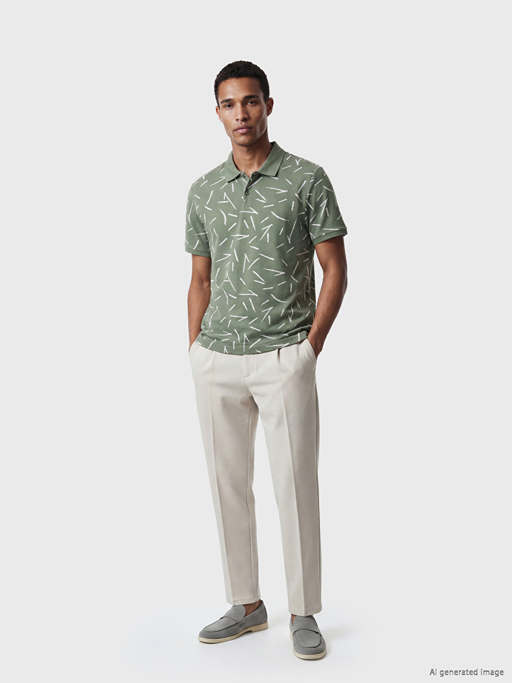 Polo Collar Patterned Pique Men's T-Shirt-1