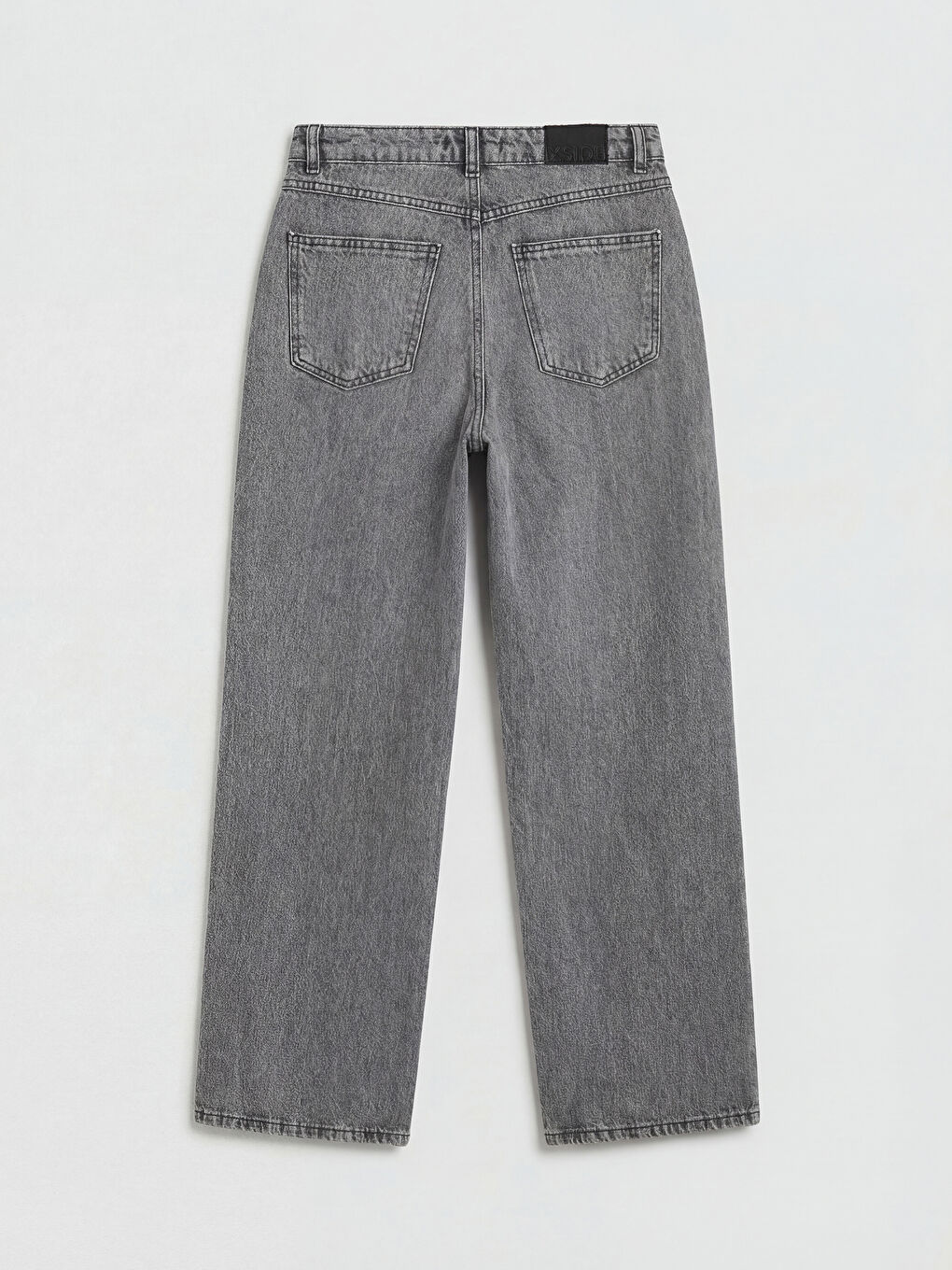 Gri Yüksek Bel Wideleg Kadın Jean Pantolon-1