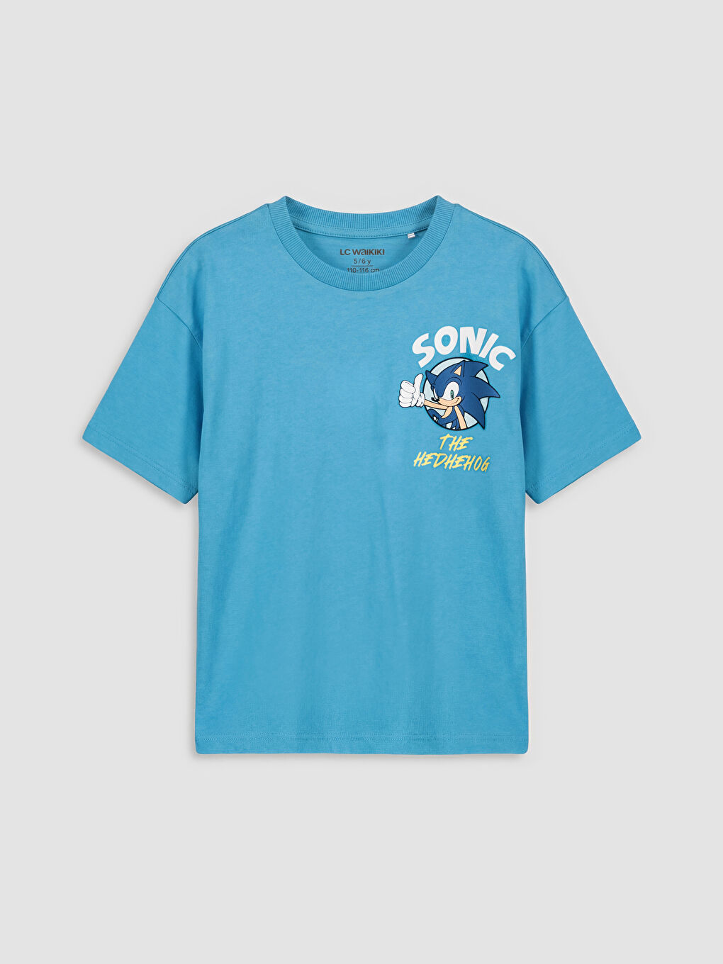 Mavi Bisiklet Yaka Sonic Baskılı Erkek Çocuk Tişört