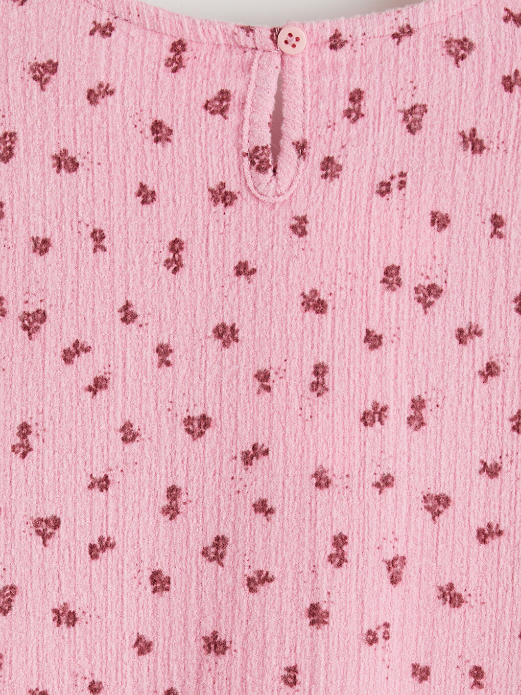 Pembe Bisiklet Yaka Çiçekli Fiyonklu Kız Çocuk Elbise-4