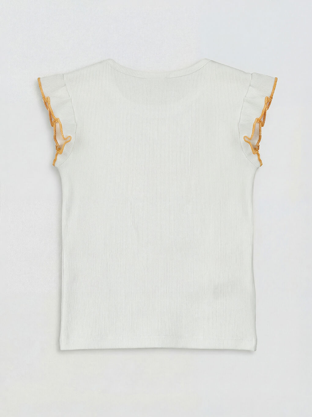 Ekru Bisiklet Yaka Baskılı Kız Çocuk Atlet 2'li-3