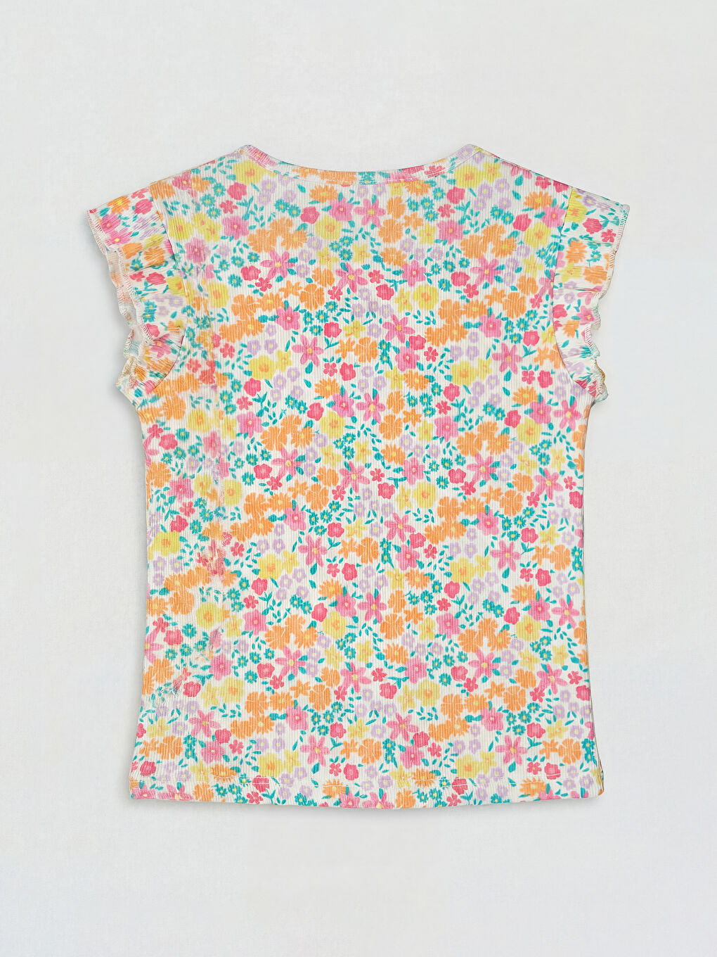 Ekru Bisiklet Yaka Baskılı Kız Çocuk Atlet 2'li-4