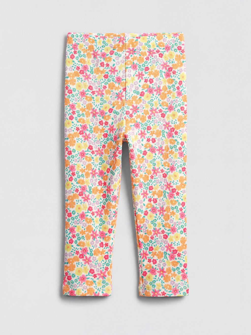 Ekru Çiçekli Fitilli Kız Çocuk Tayt 2'li-3