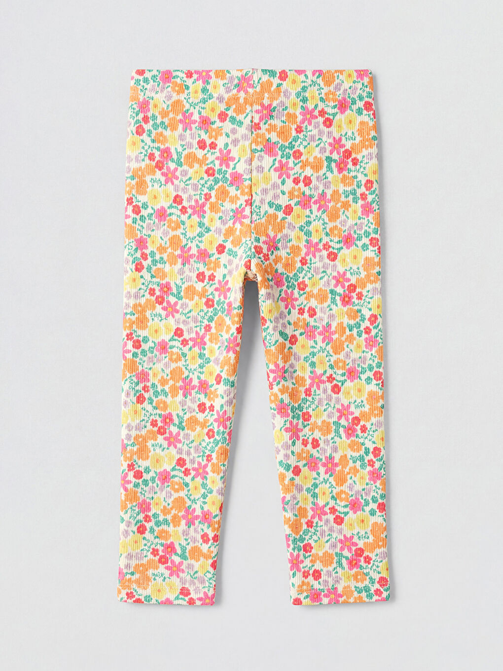 Ekru Çiçekli Fitilli Kız Çocuk Tayt 2'li-4