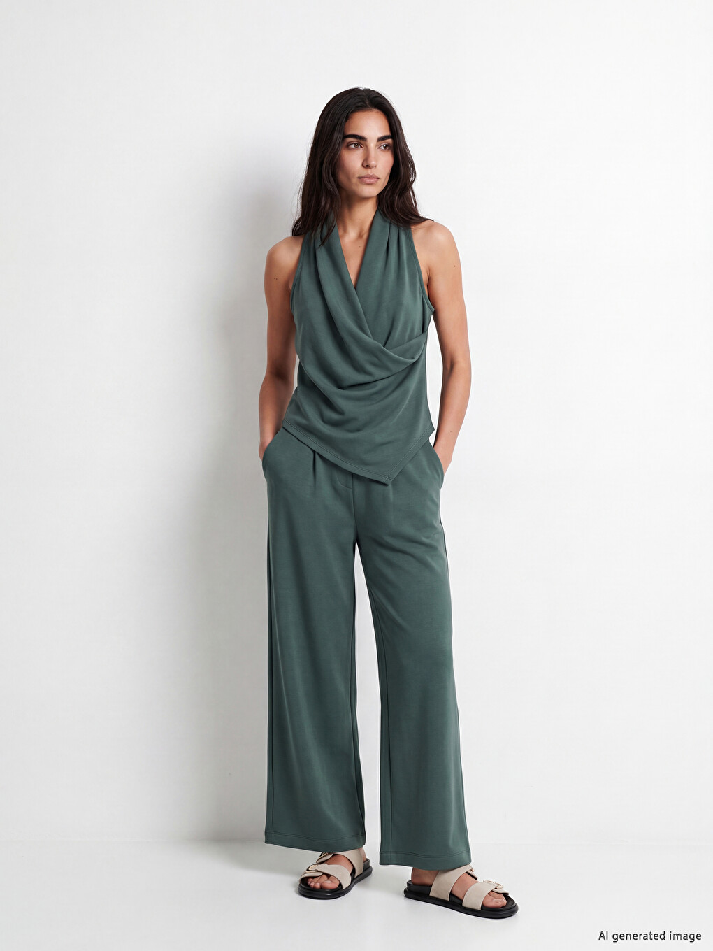 Cowl Neck Asymmetric Cut Blouse-1