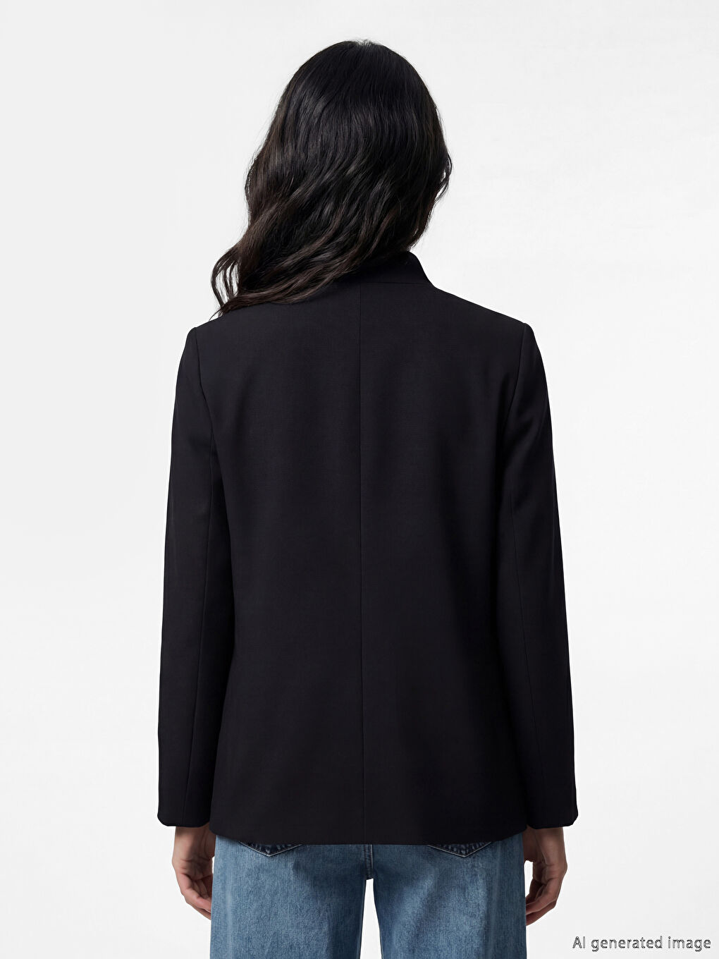 Siyah Dik Yaka Kadın Blazer Ceket-3