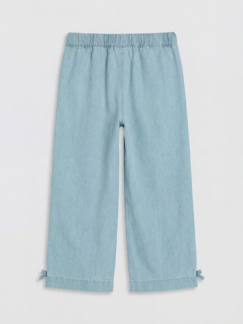Mavi Beli Lastikli Fiyonklu Kız Çocuk Jean Pantolon-1
