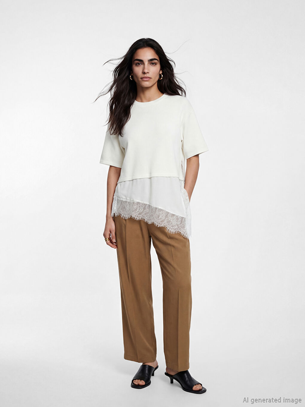 Crew Neck Asymmetric Cut Women's Knitwear Sweater-1