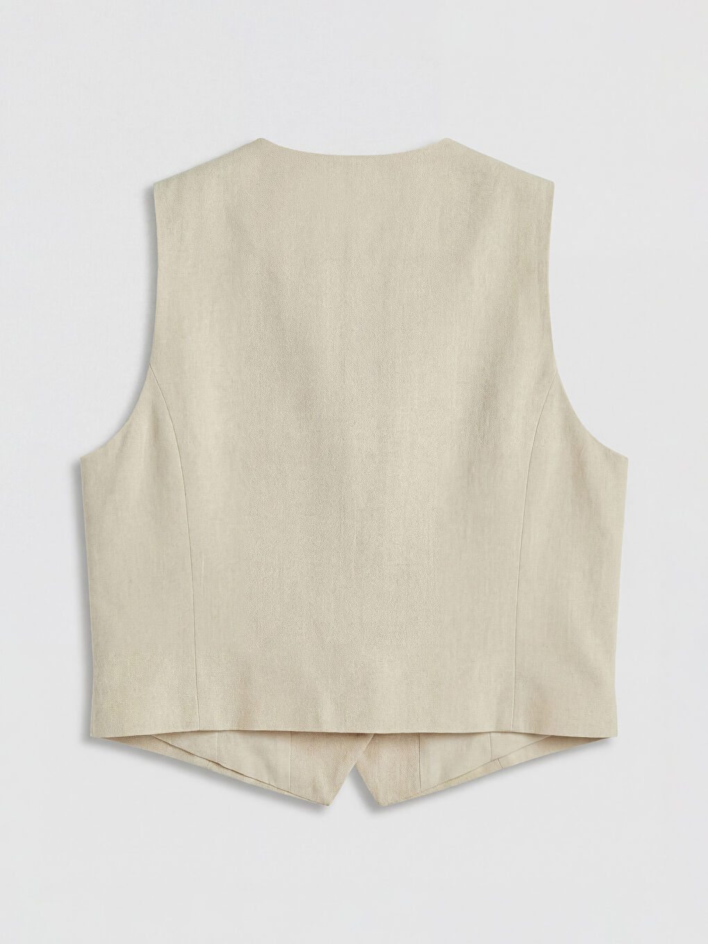 Bej Keten Karışımlı Kadın Klasik Yelek-1