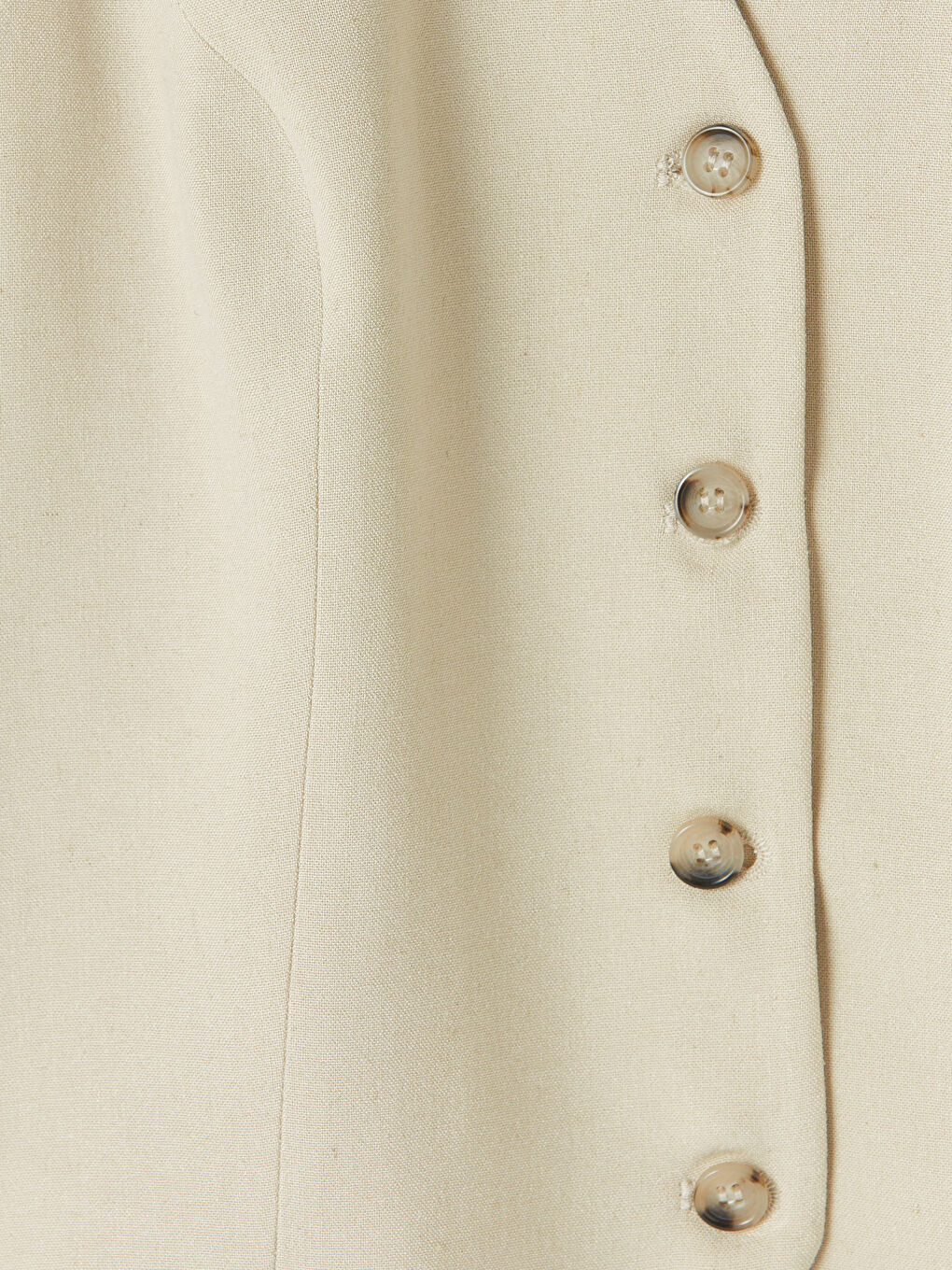 Bej Keten Karışımlı Kadın Klasik Yelek-2