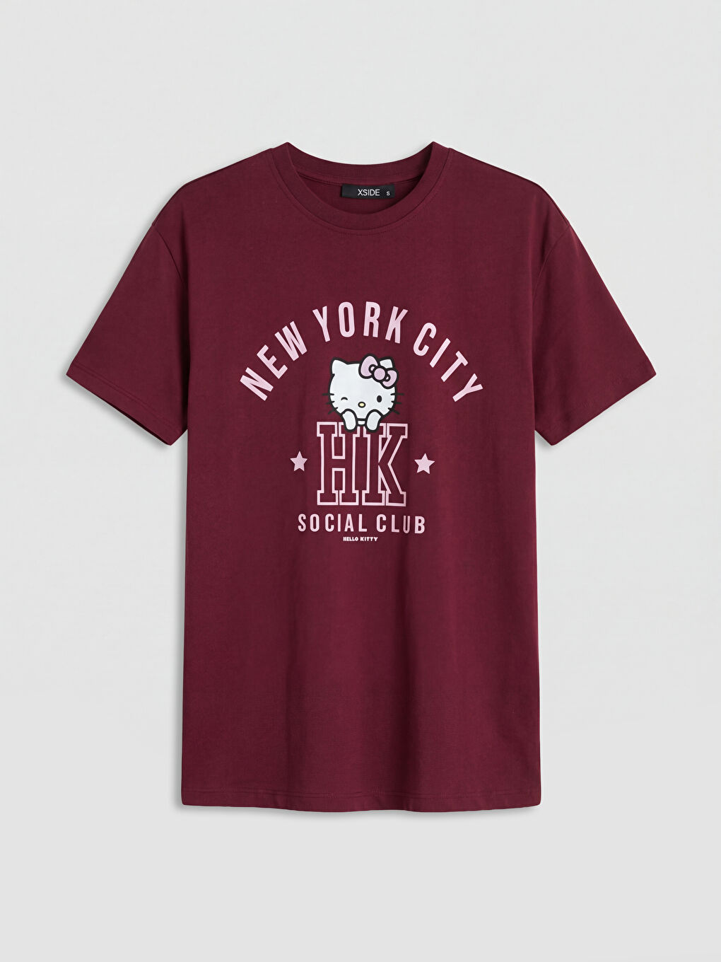 Bordo Hello Kitty Baskılı Kadın Tişört