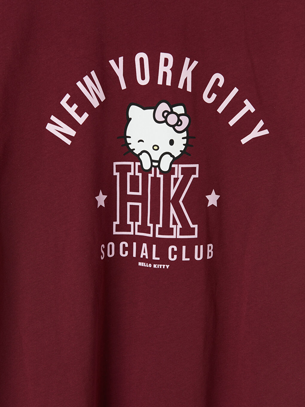 Bordo Hello Kitty Baskılı Kadın Tişört-2